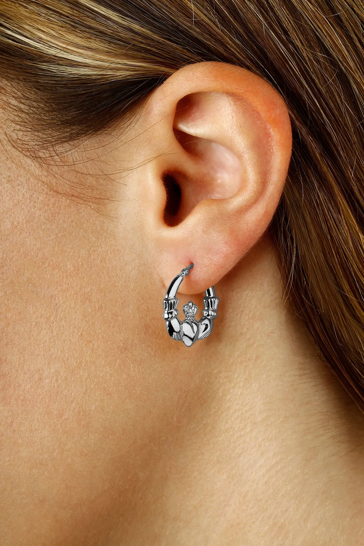 Ben Garelick Sterling Silver Claddagh Hoop Earrings