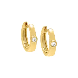 Bezel Solitaire Huggie Earring