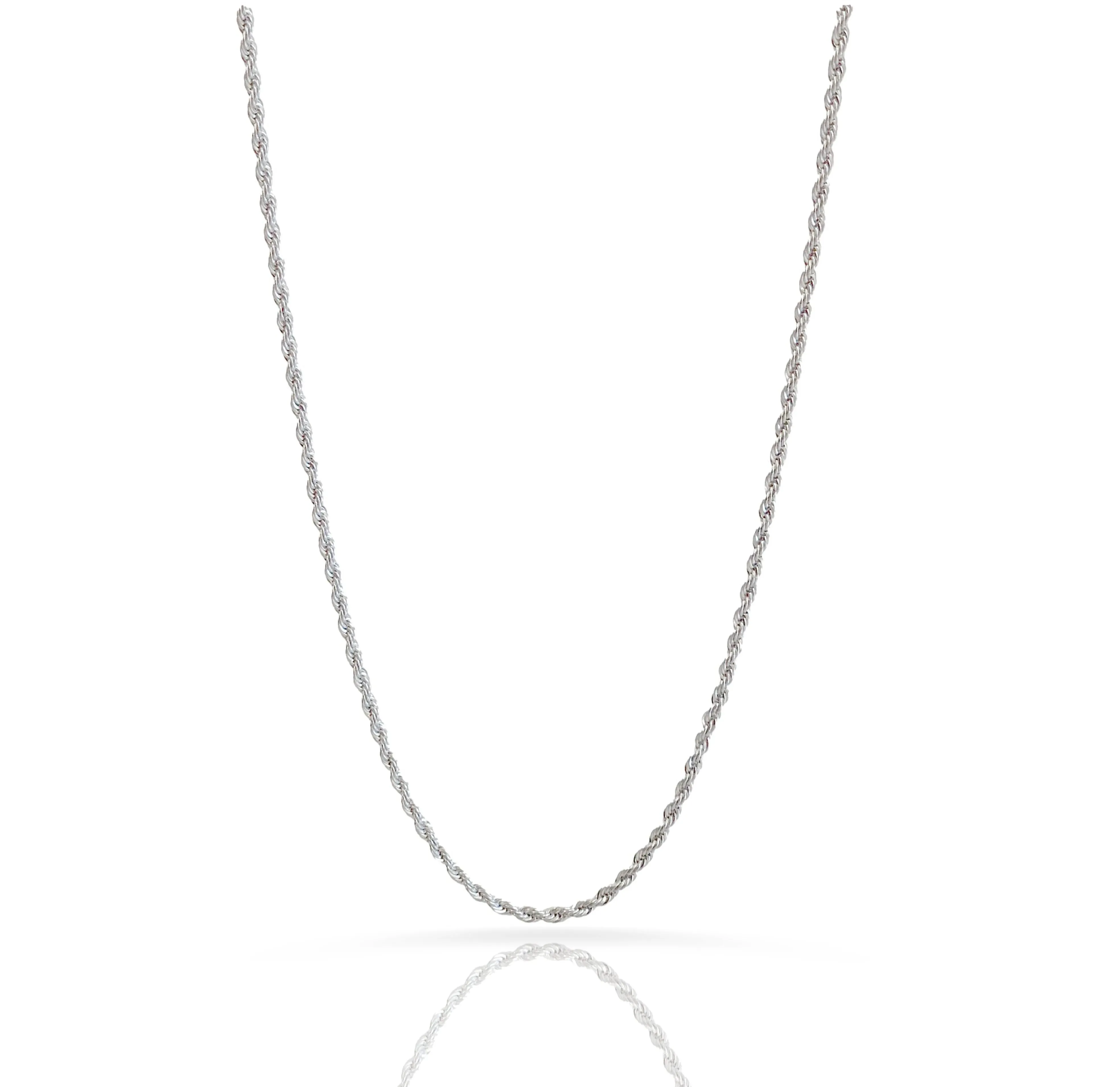 BILLIE THIN SILVER ROPE CHAIN NECKLACE