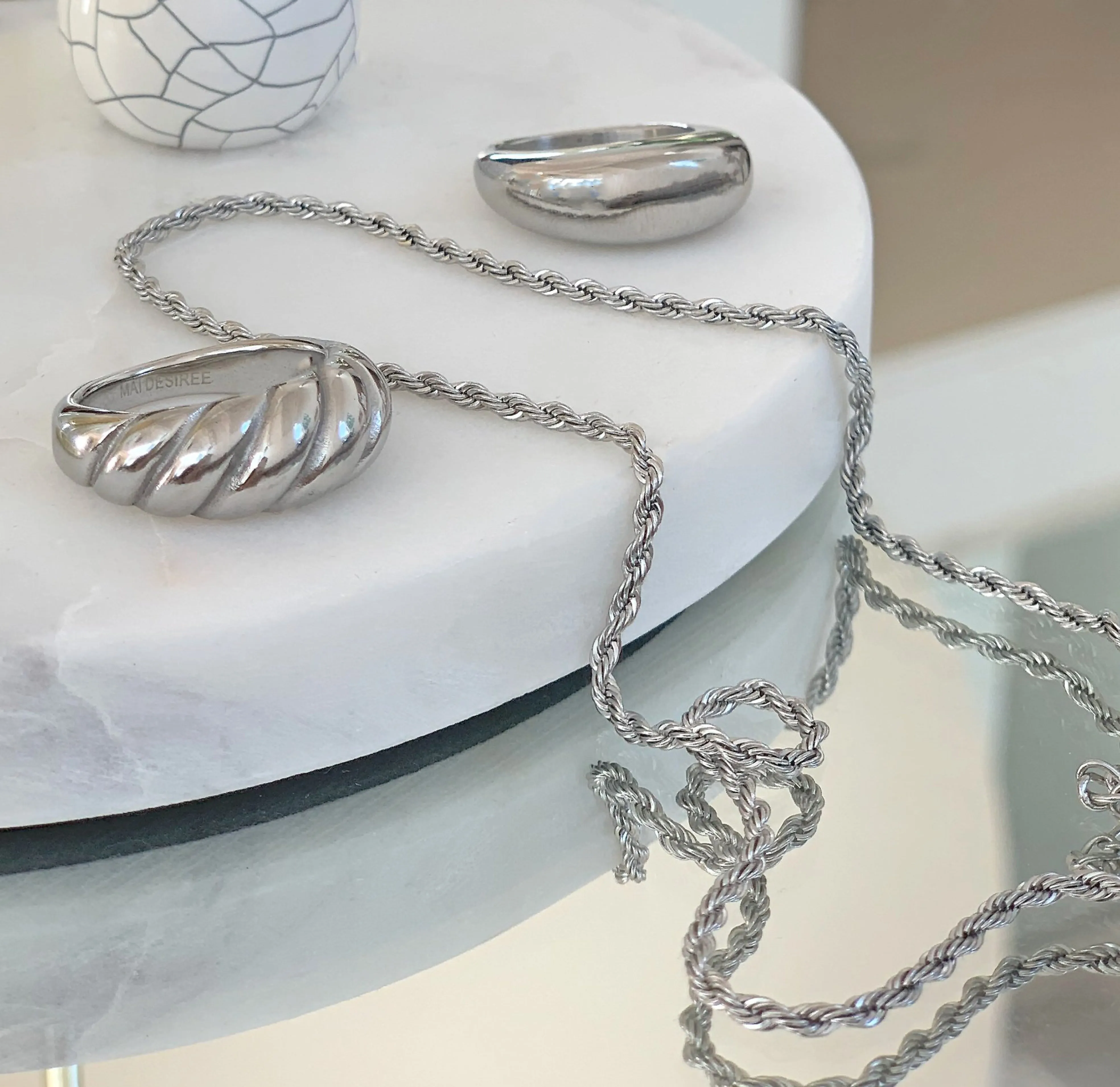BILLIE THIN SILVER ROPE CHAIN NECKLACE