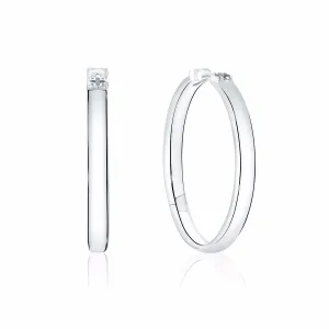 Birks Muse Sterling Silver Polished Hoop Earrings, 30 mm