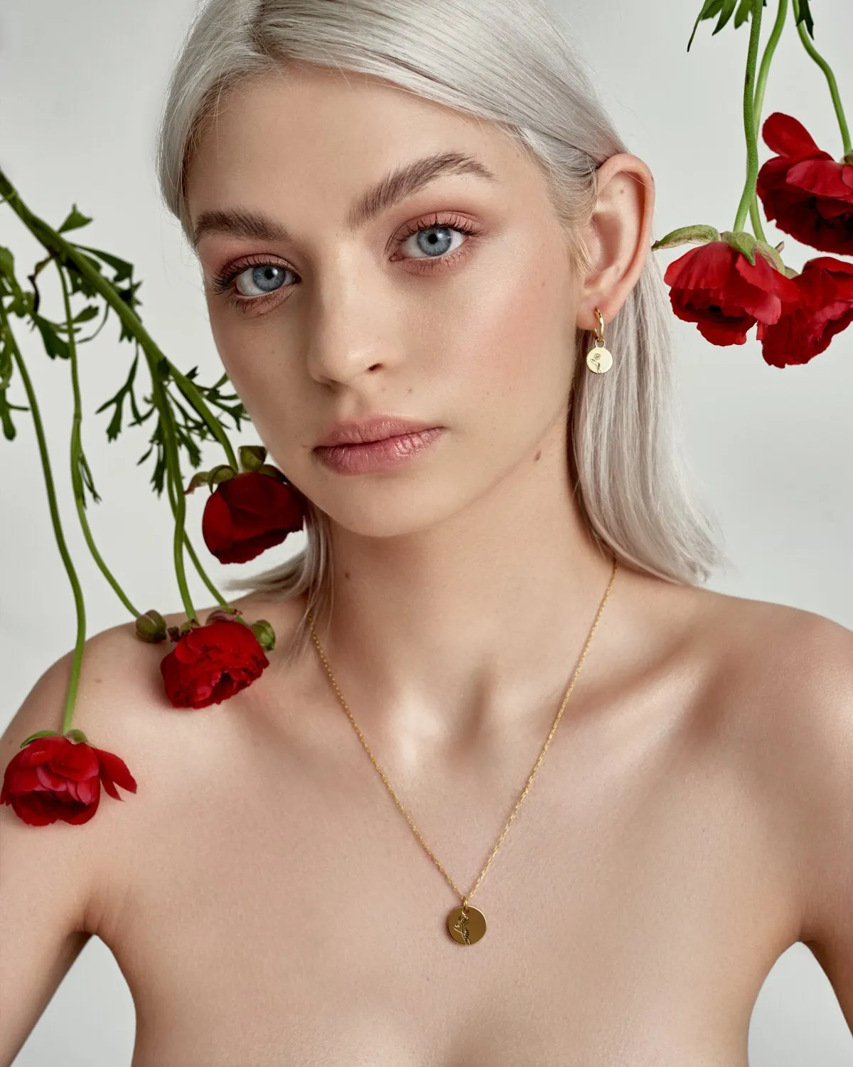 Birth Month Flower NECKLACE - dainty birth flower coin pendant necklace gold horoscope birth month zodiac coin necklace personalized gift