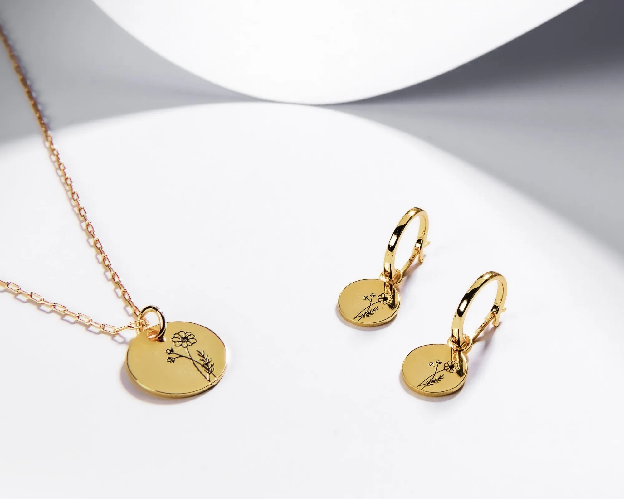 Birth Month Flower NECKLACE - dainty birth flower coin pendant necklace gold horoscope birth month zodiac coin necklace personalized gift