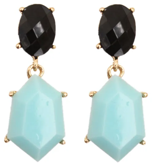 Black Blue Two Tone Post Earrings