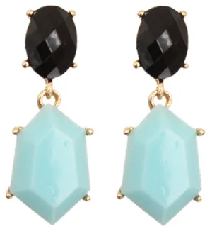 Black Blue Two Tone Post Earrings