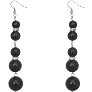 Black Gradual Beaded Dangle Earrings