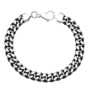 Black Stainless Steel 8.25-inch 9.5MM Curb Enamel Rubber Coating Bracelet