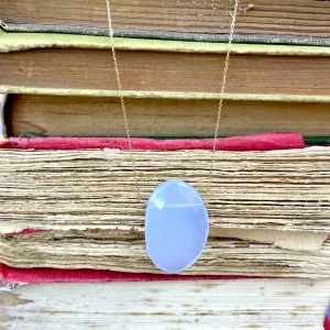 Blue Chalcedony Petite Gemstone Slice Necklace