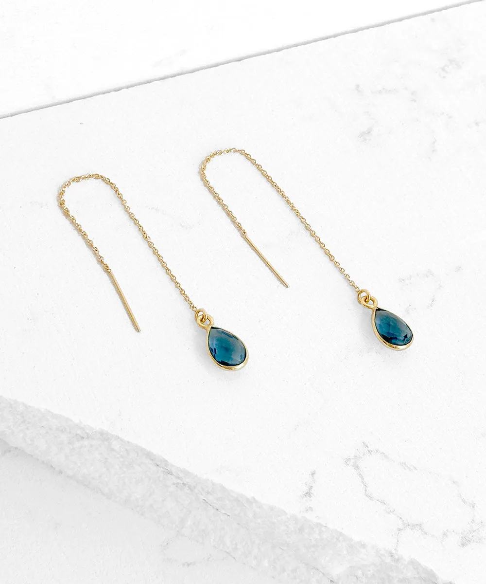 Blue Kyanite Teardrop Threader Earrings