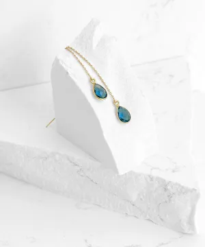Blue Kyanite Teardrop Threader Earrings