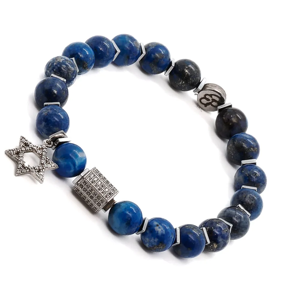 Blue Lapis Lazuli Star of David Bracelet