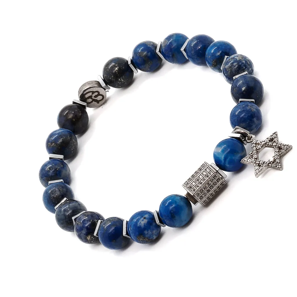 Blue Lapis Lazuli Star of David Bracelet