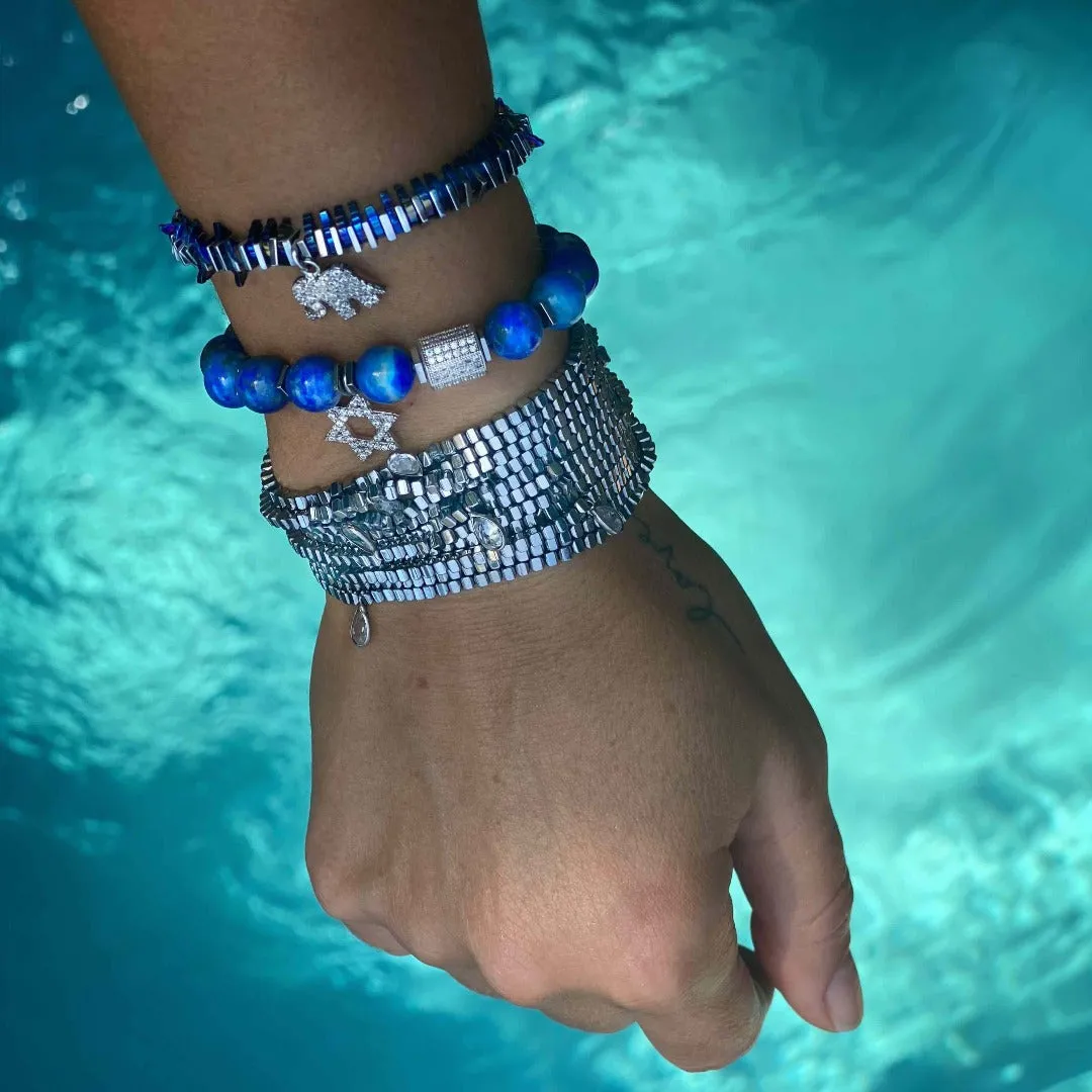 Blue Lapis Lazuli Star of David Bracelet
