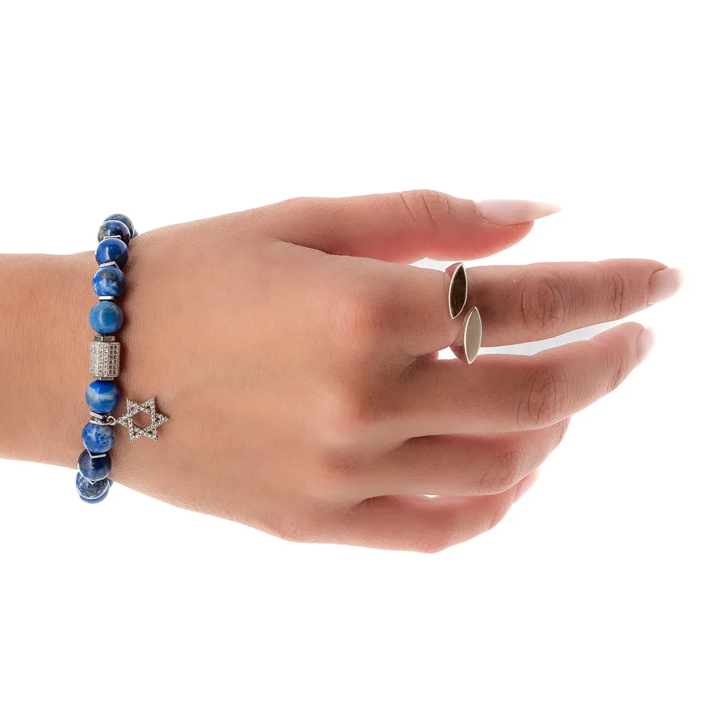 Blue Lapis Lazuli Star of David Bracelet