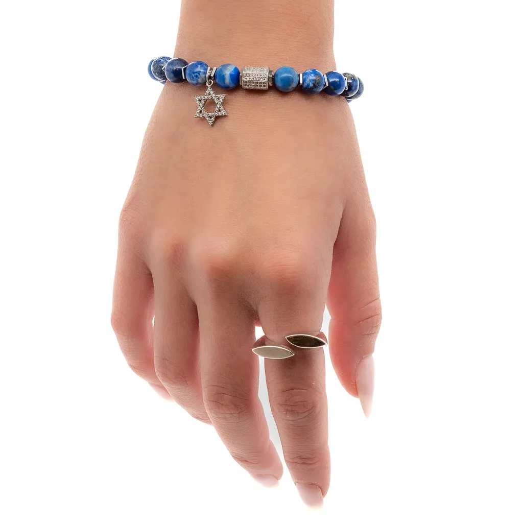 Blue Lapis Lazuli Star of David Bracelet