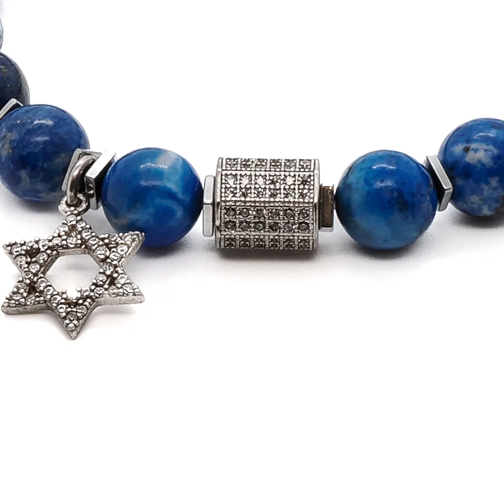 Blue Lapis Lazuli Star of David Bracelet