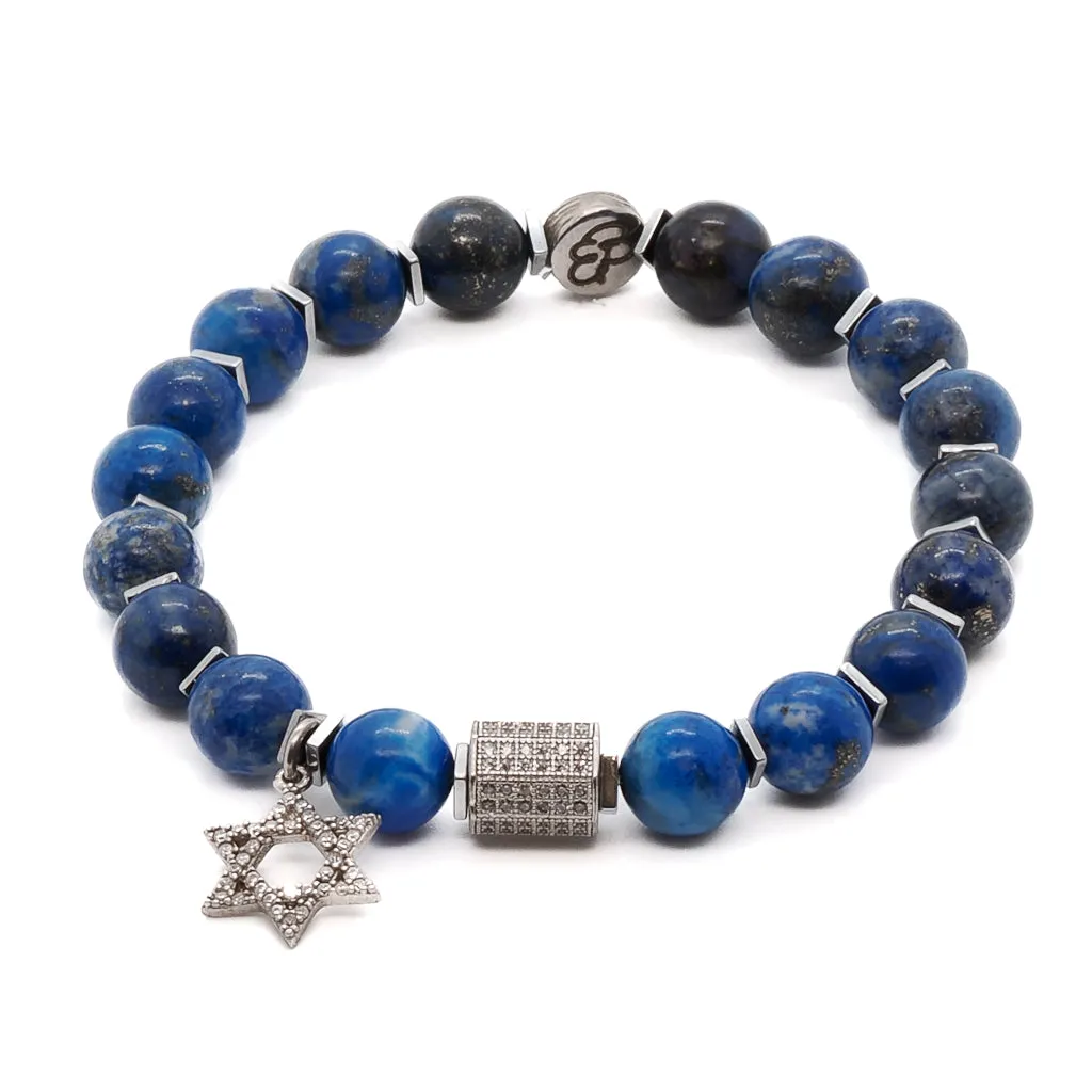 Blue Lapis Lazuli Star of David Bracelet