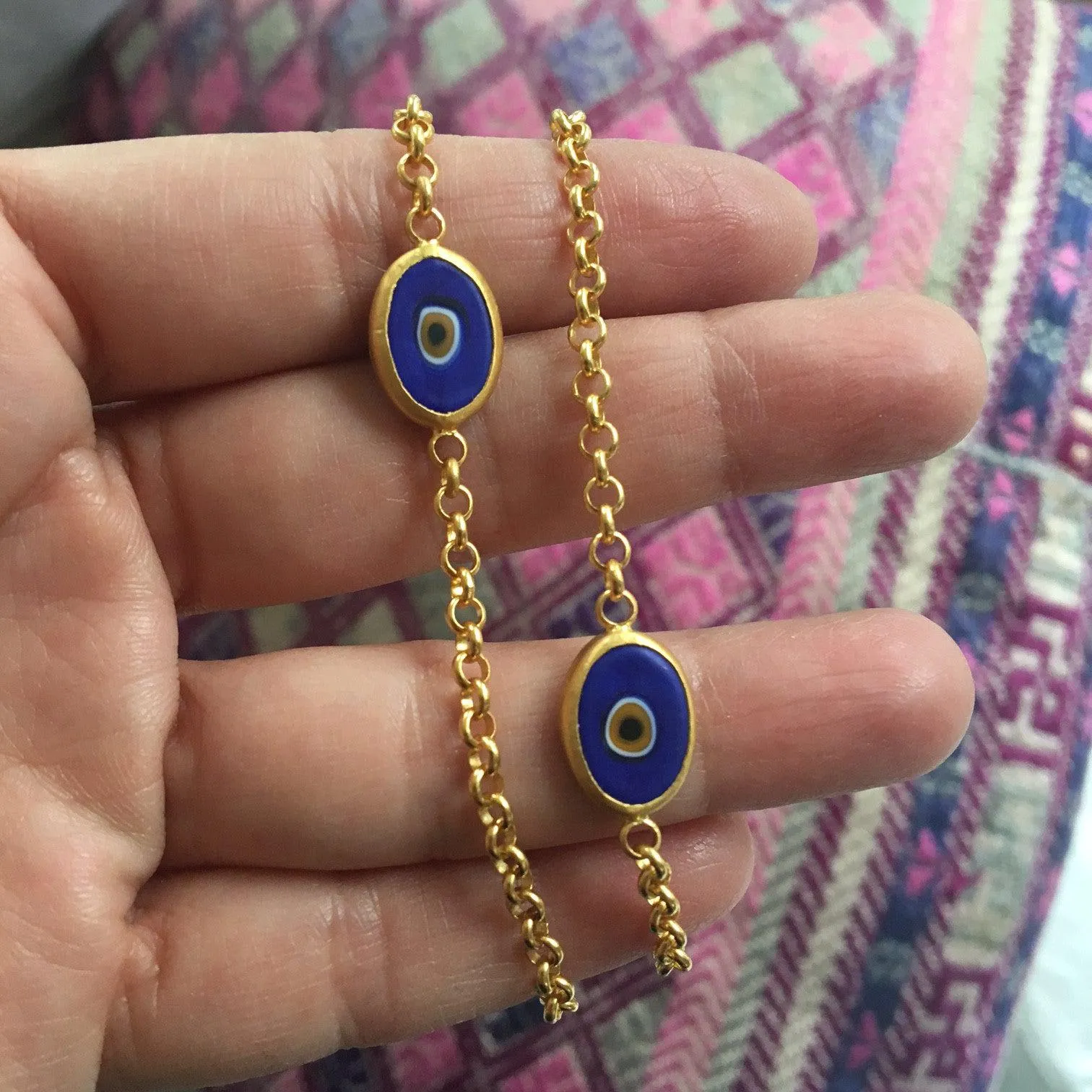 Blue Protection Single Juju Evil Eye Bracelet in 18K Gold