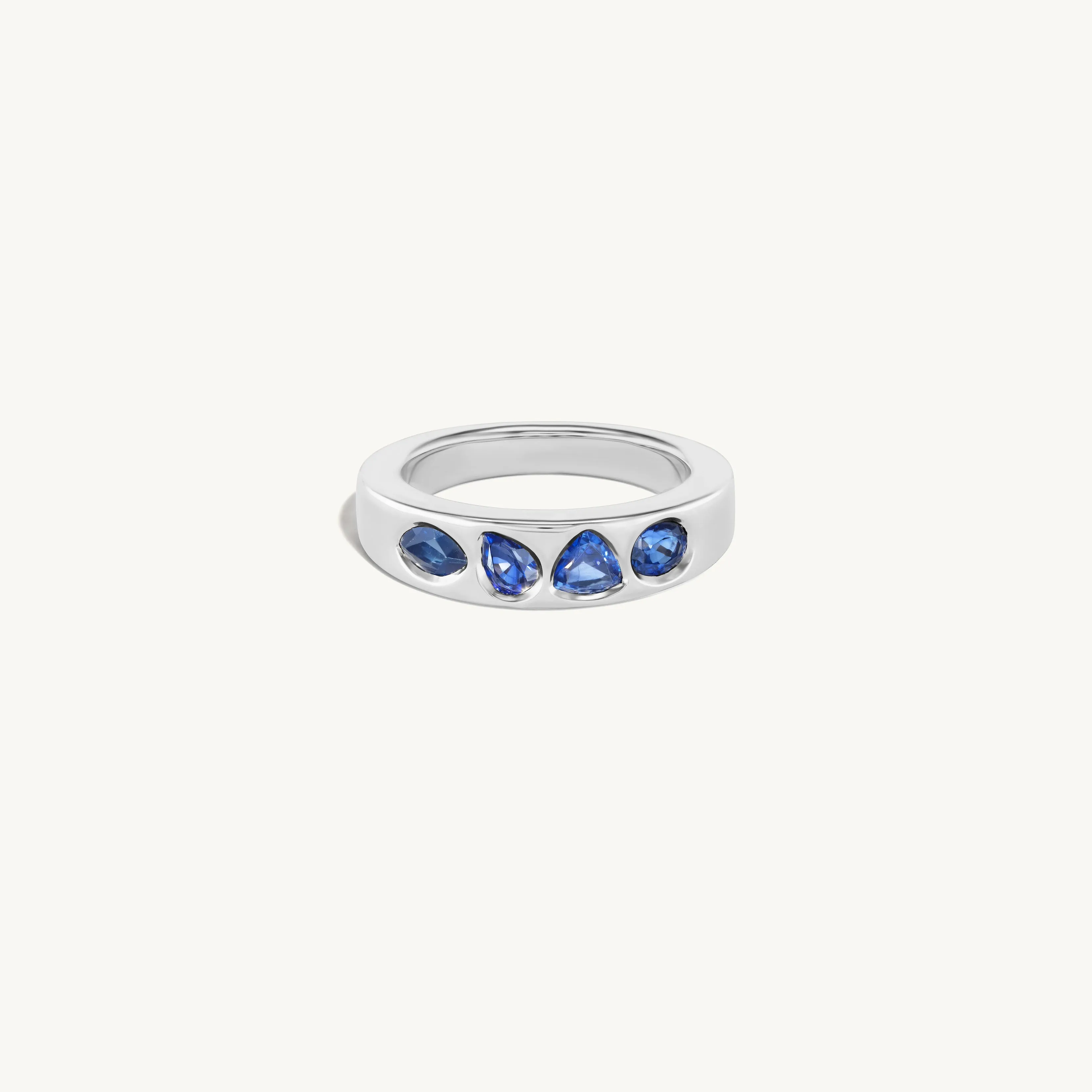 Blue Sapphire Geometric Band