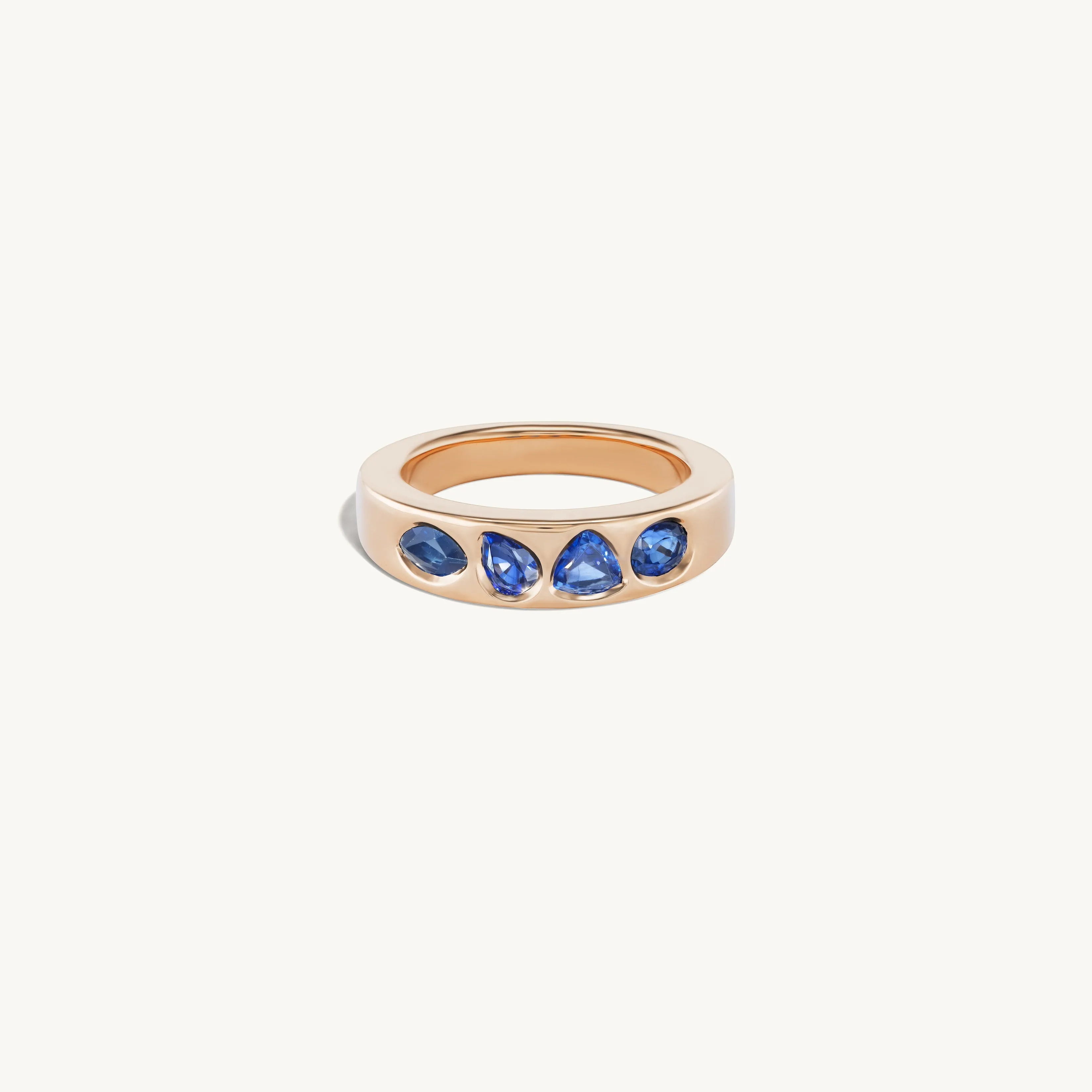 Blue Sapphire Geometric Band