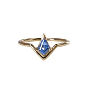 Blue Sapphire Kite Cut Nestled Ring - Size 7