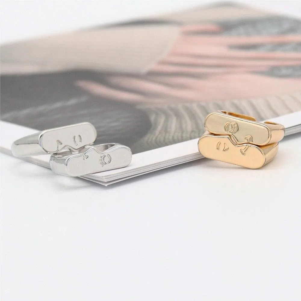 Boho Abstract Face Pair Ring Set