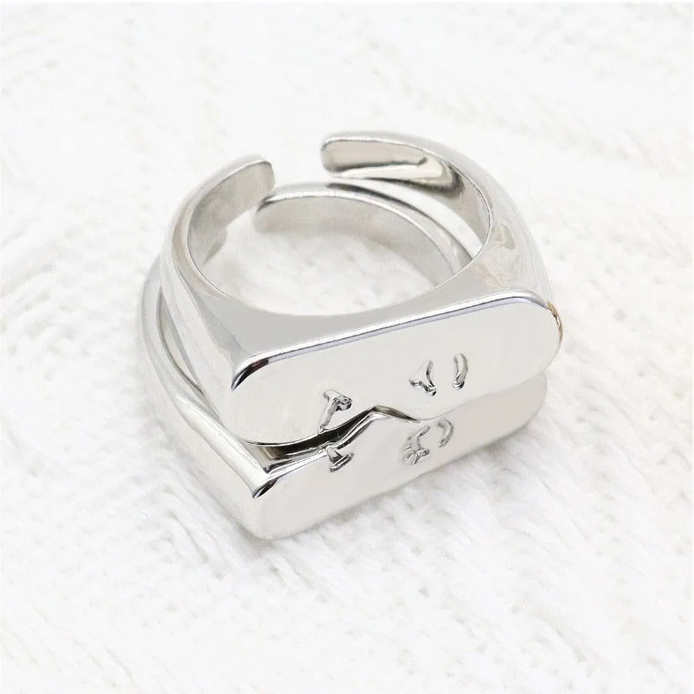 Boho Abstract Face Pair Ring Set