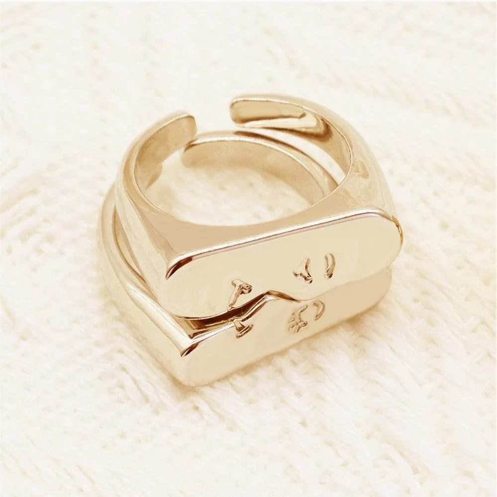Boho Abstract Face Pair Ring Set