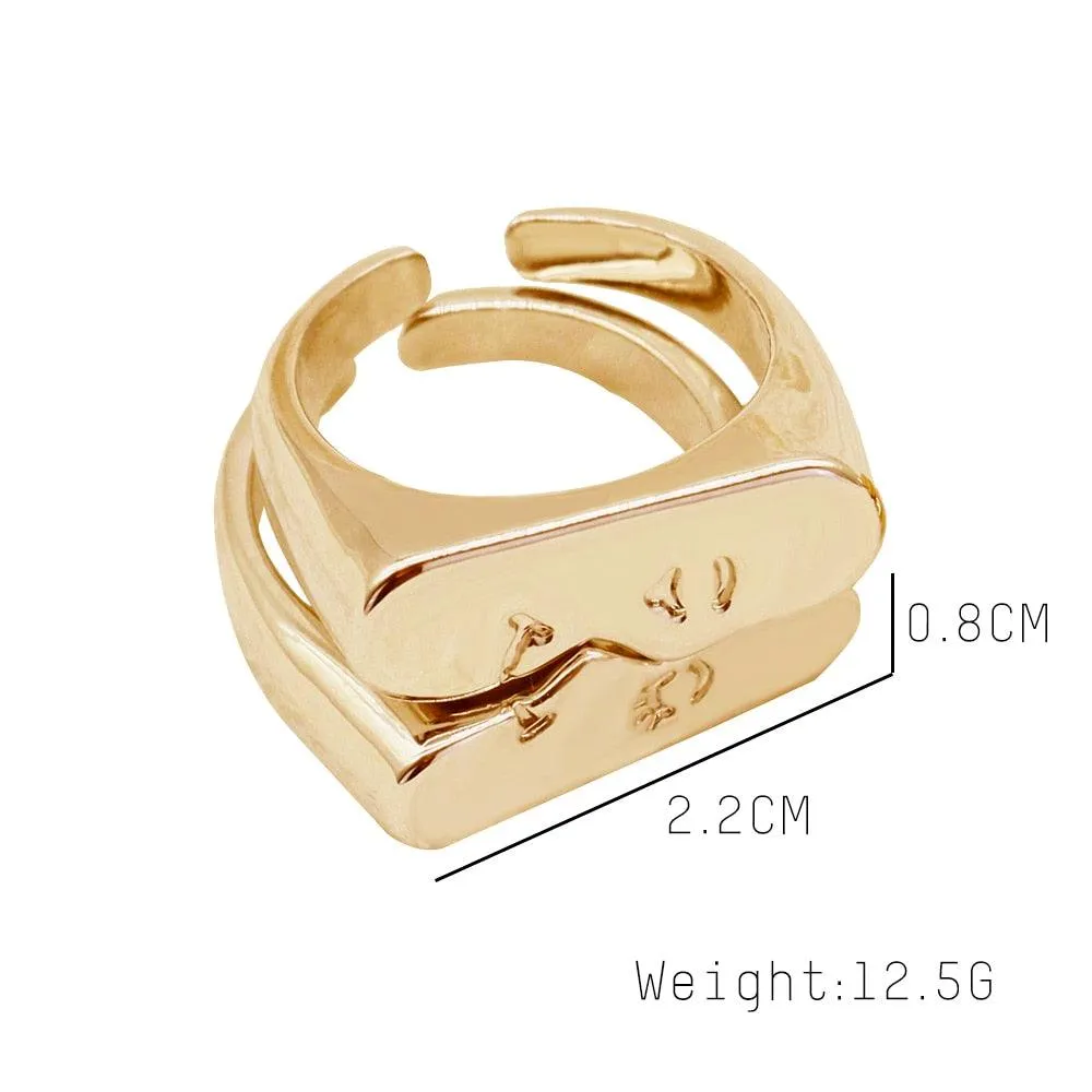 Boho Abstract Face Pair Ring Set