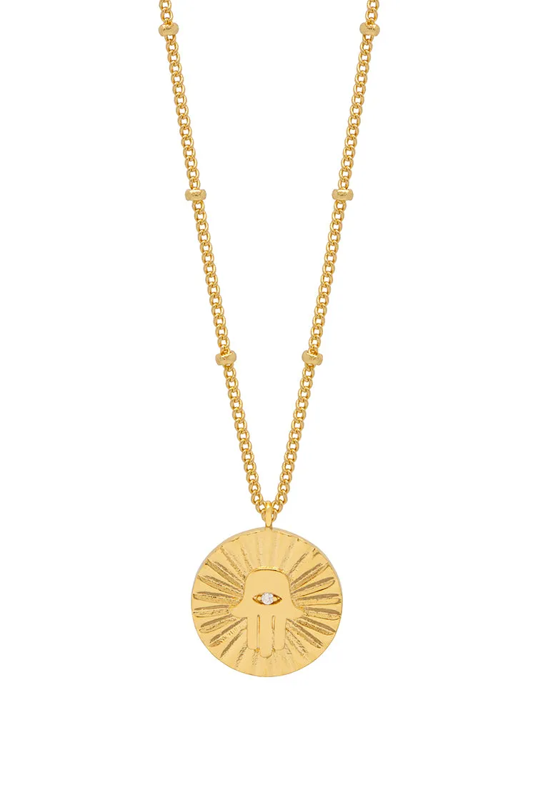 Boho Hamsa Hand Coin Necklace