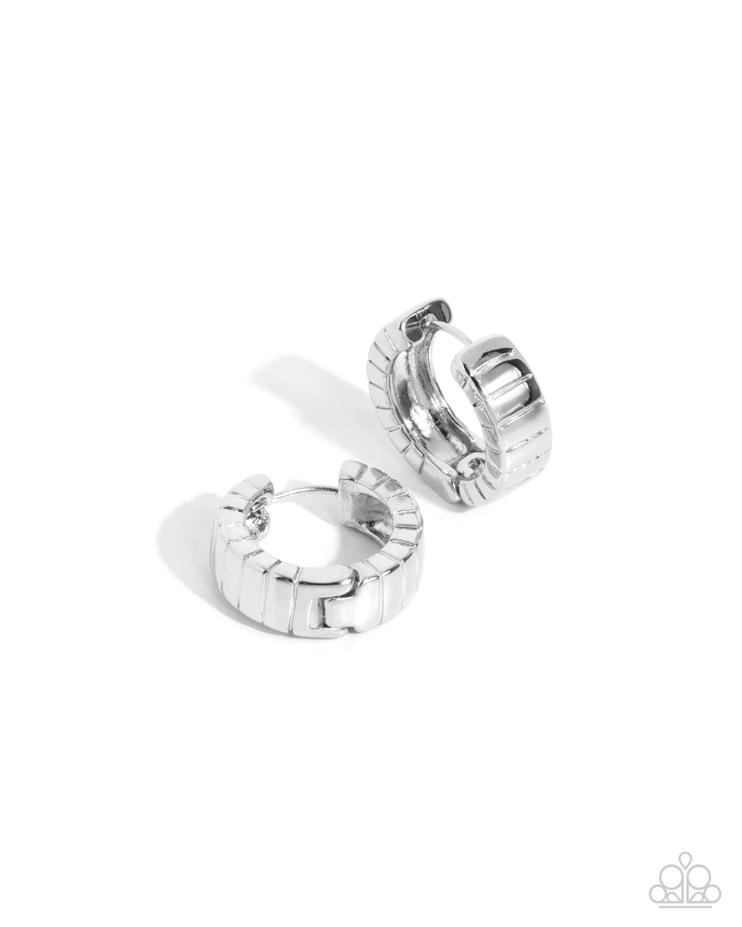 BOLD Up! - Silver - Textured Paparazzi Hinge Hoop Earrings