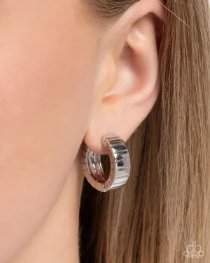 BOLD Up! - Silver - Textured Paparazzi Hinge Hoop Earrings