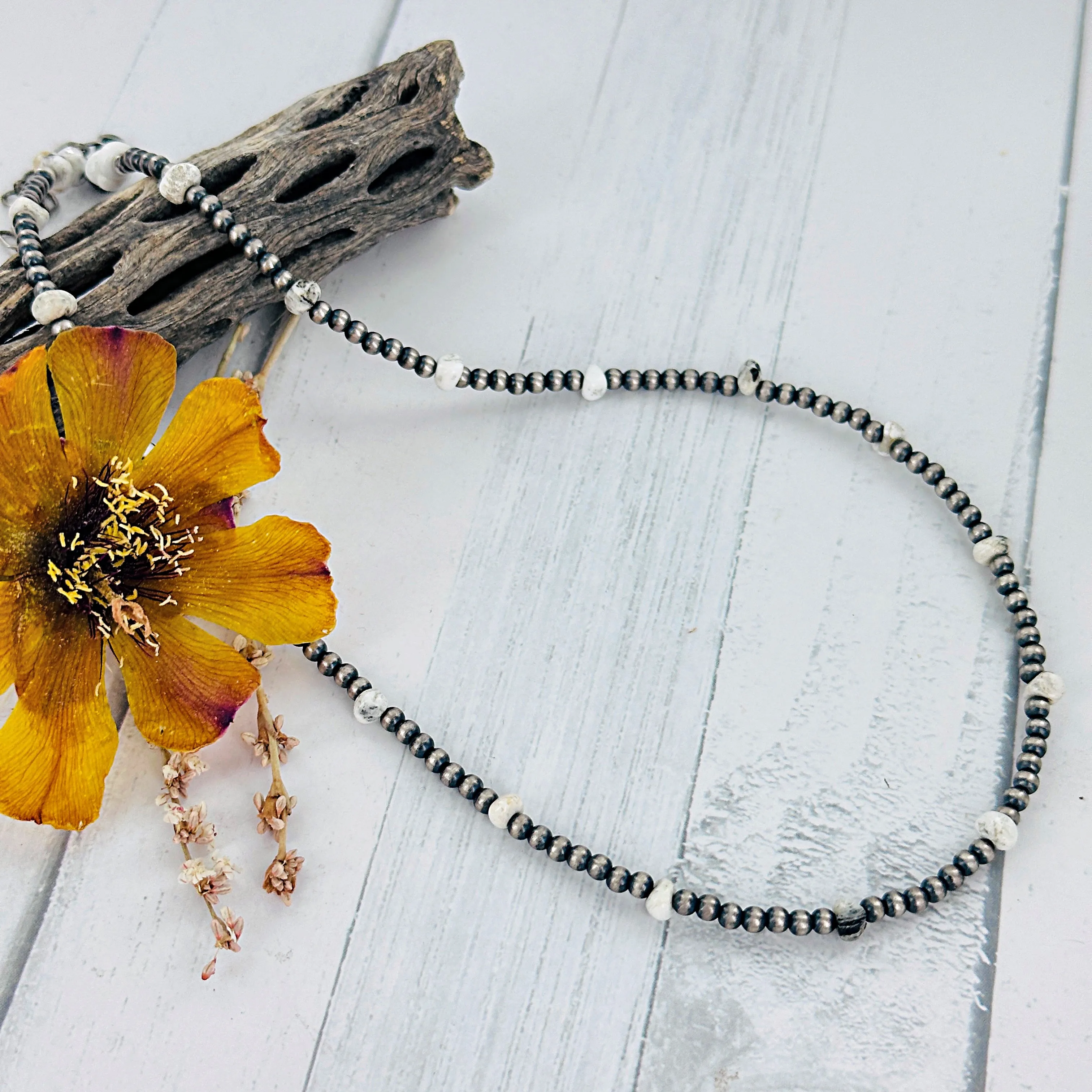 Boone Necklace | White Buffalo & Navajo Pearls