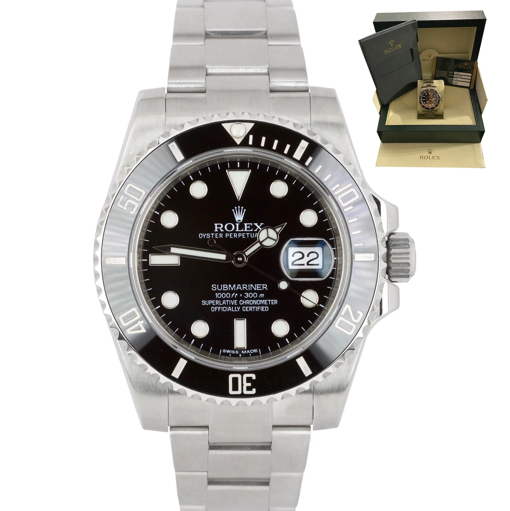 BOX PAPERS Rolex Submariner Date 116610 40mm Stainless Steel Black Ceramic Watch