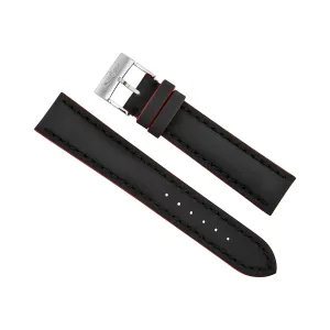 Breitling Black leather Watch Band Strap with Red Trimming 20mm - 18mm 224X-A18BA.1