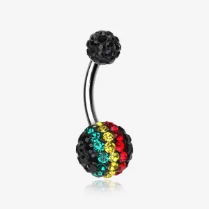 Brilliant Rasta Jamaican Multi-Gem Sparkle Belly Ring