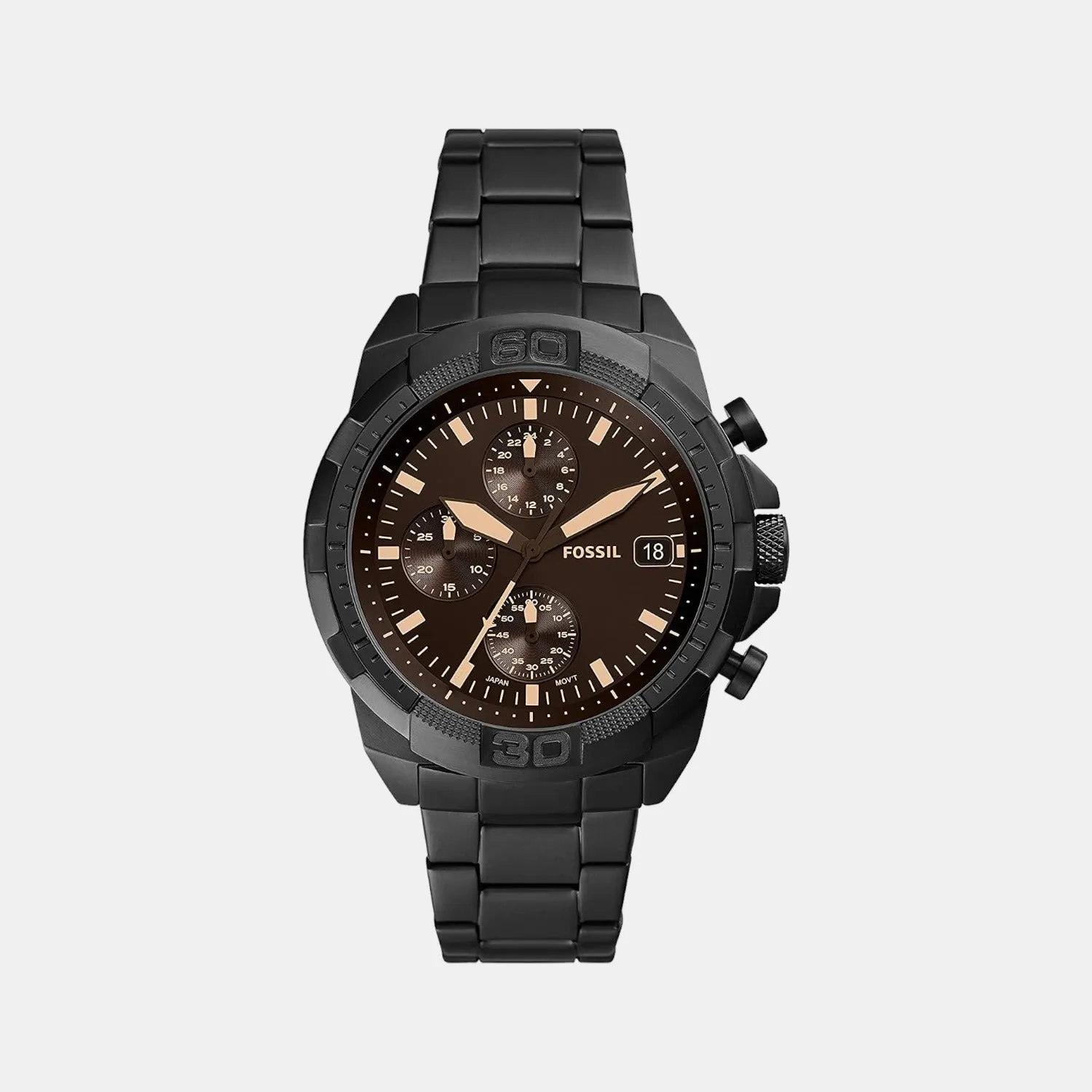 Bronson Men Quartz Black Dial Chronograph Stainless Steel Watch FS5851