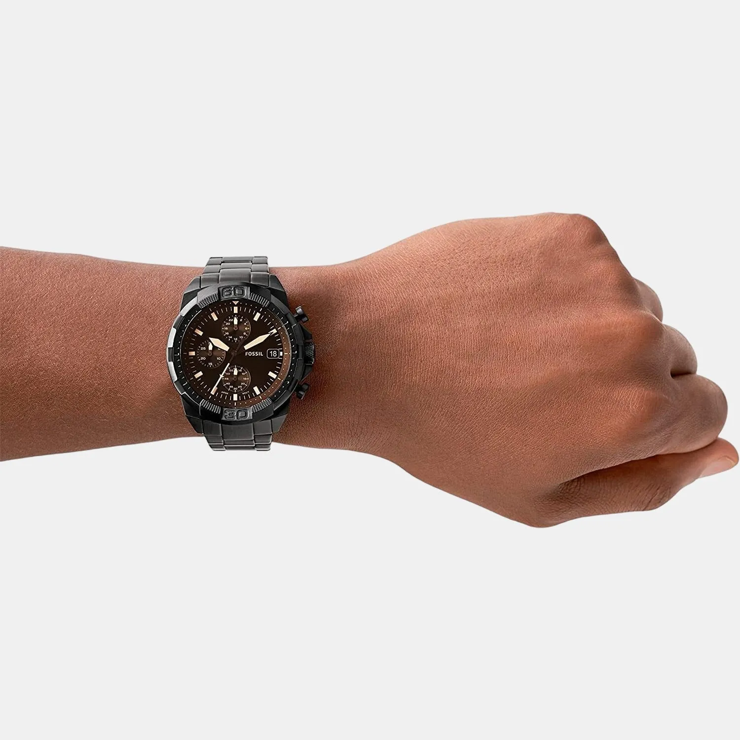 Bronson Men Quartz Black Dial Chronograph Stainless Steel Watch FS5851