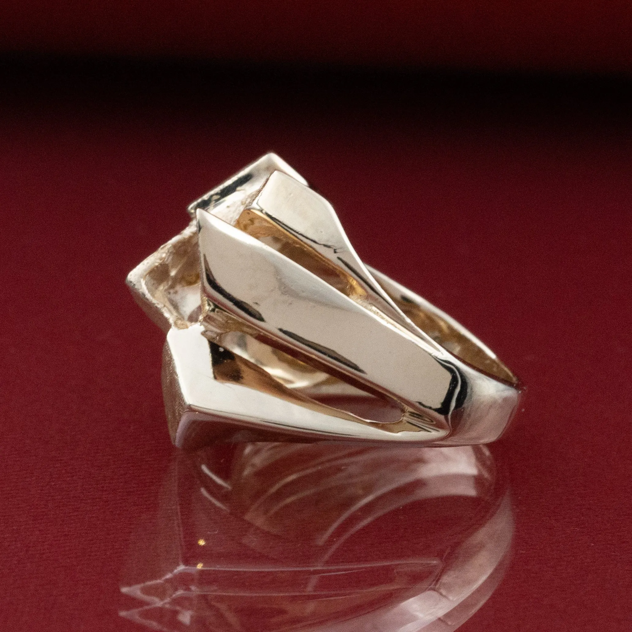 Brutalist Geometric Ring C. 1970s