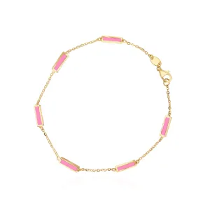 Bubblegum Pink Bar Chain Bracelet