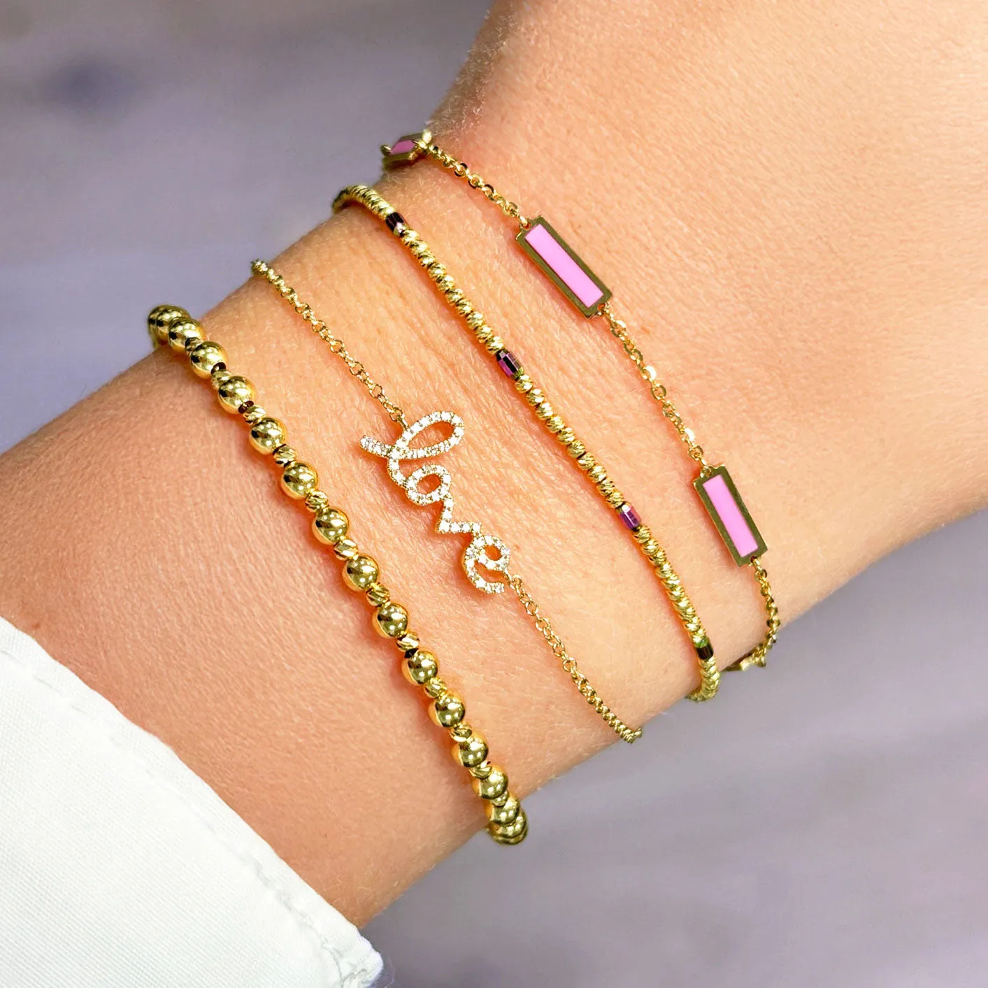 Bubblegum Pink Bar Chain Bracelet