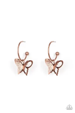 Butterfly Freestyle Copper Paparazzi Earrings
