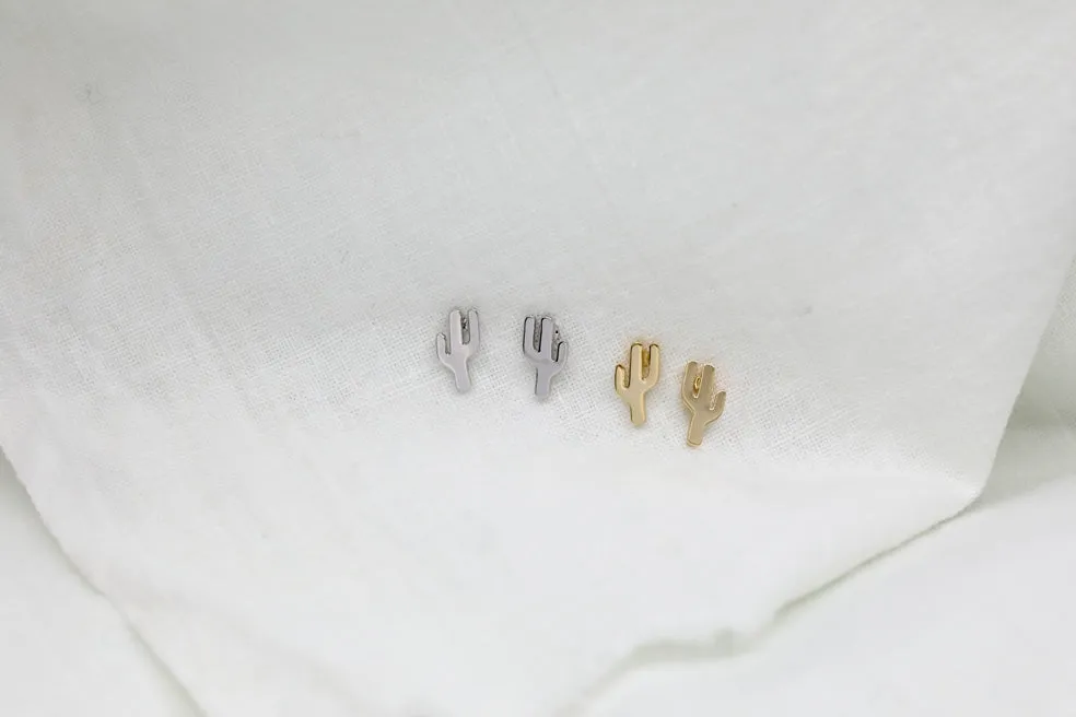 Cactus Stud Earrings (Silver)