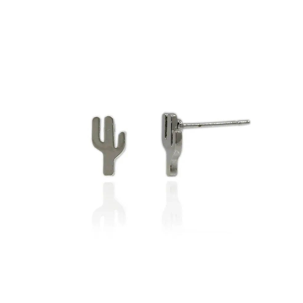Cactus Stud Earrings (Silver)