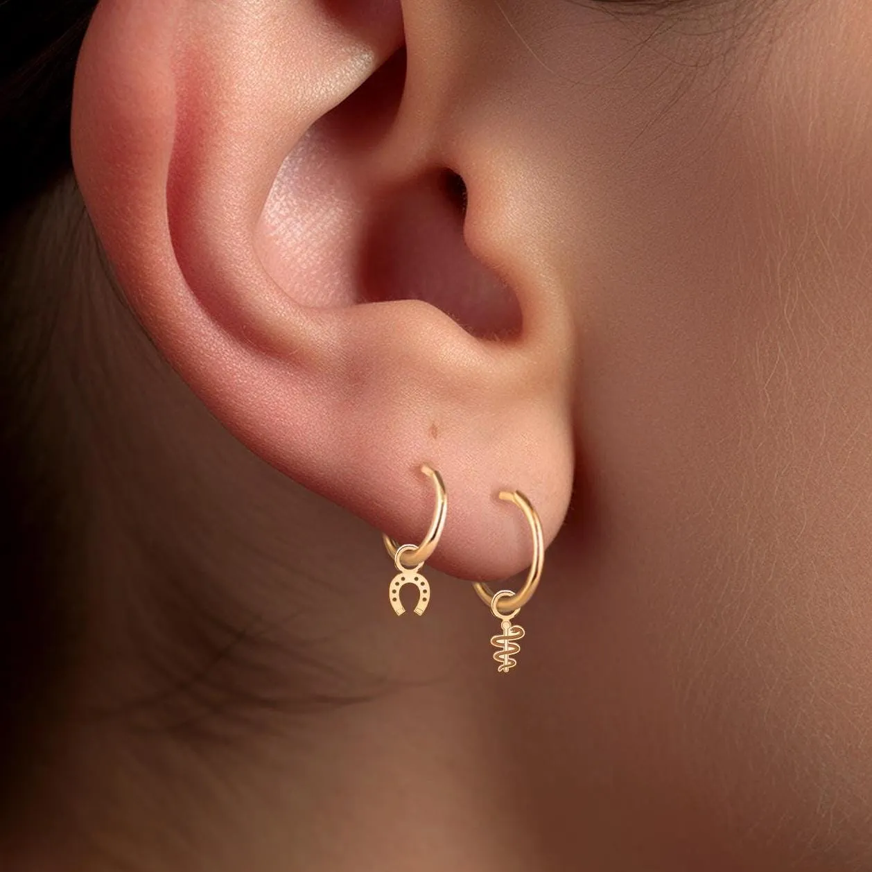 Caduceus Huggie Hoops