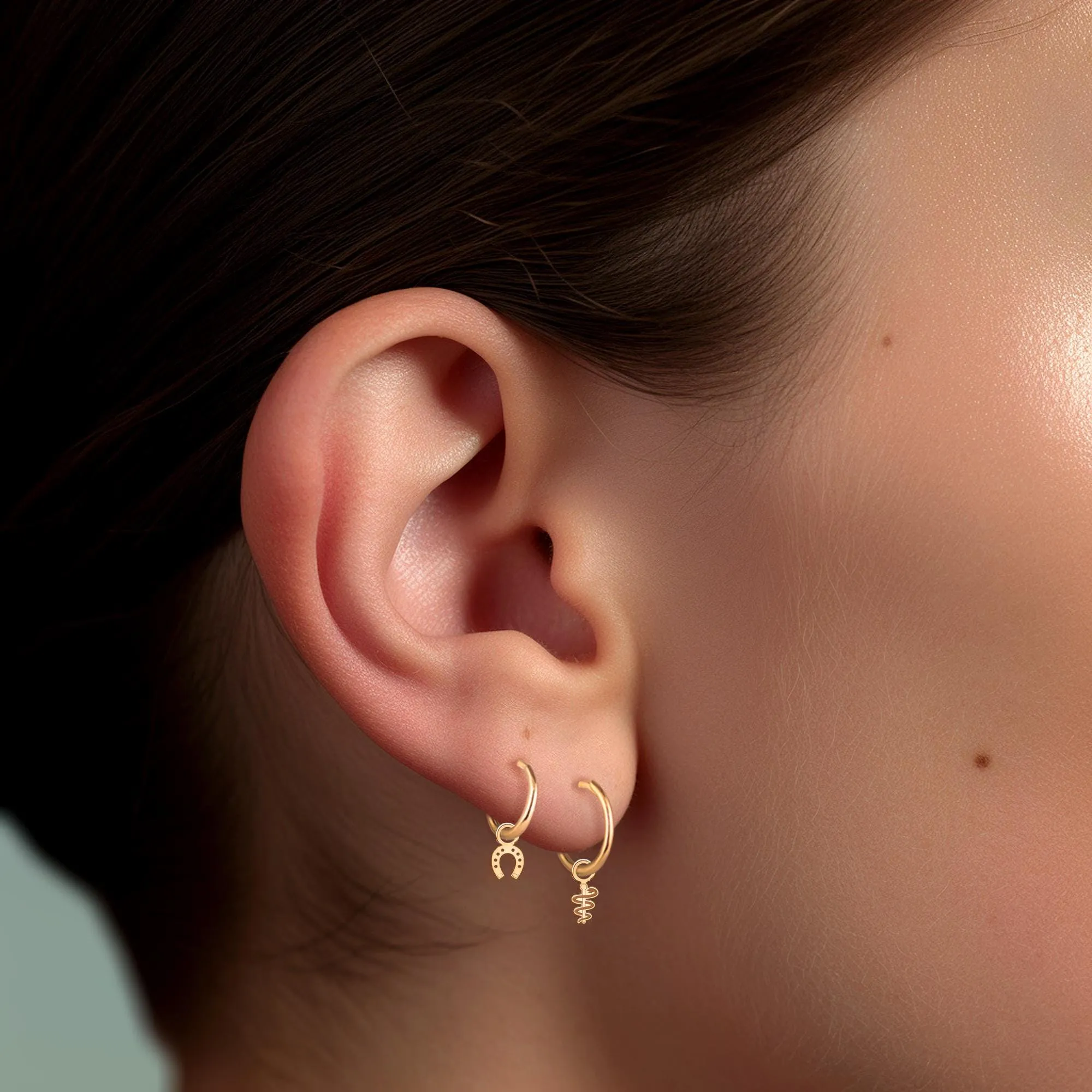 Caduceus Huggie Hoops