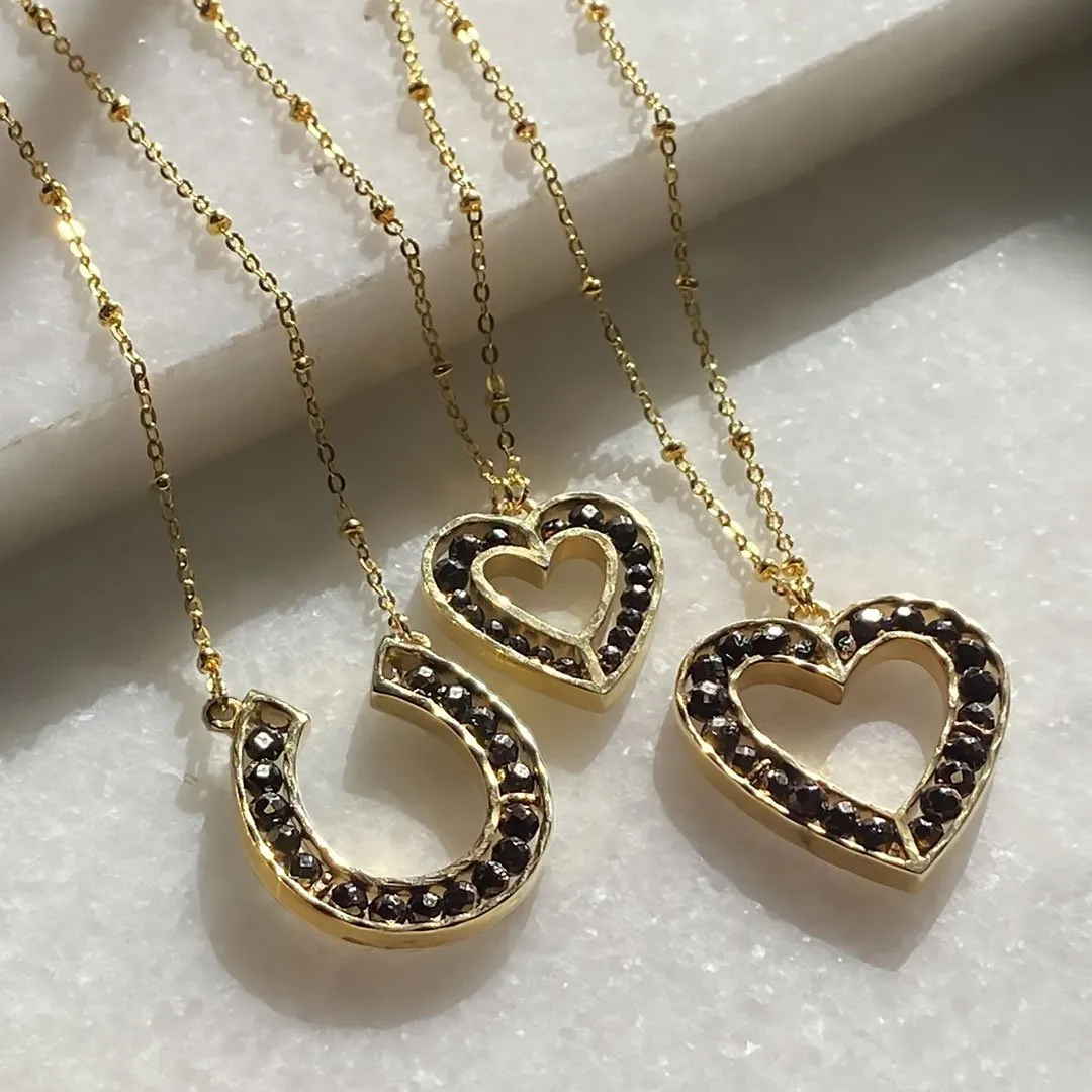 Capriole - Horseshoe Pyrite Stones Pendant and 14K Gold Vermeil Necklace