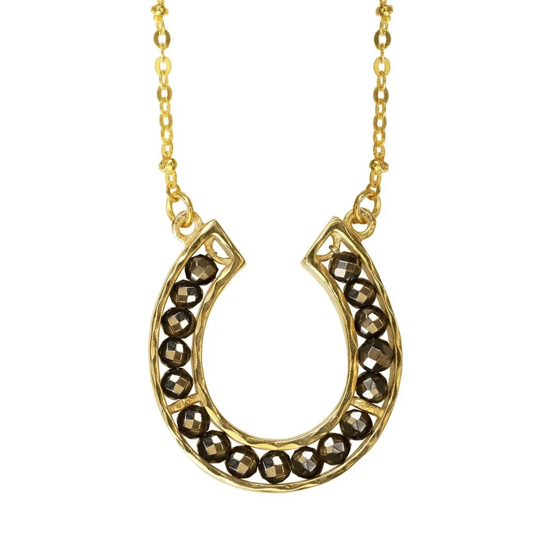 Capriole - Horseshoe Pyrite Stones Pendant and 14K Gold Vermeil Necklace