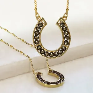 Capriole - Horseshoe Pyrite Stones Pendant and 14K Gold Vermeil Necklace