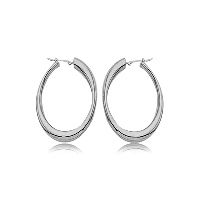 Carla Sterling Silver Oval Hoop Earrings